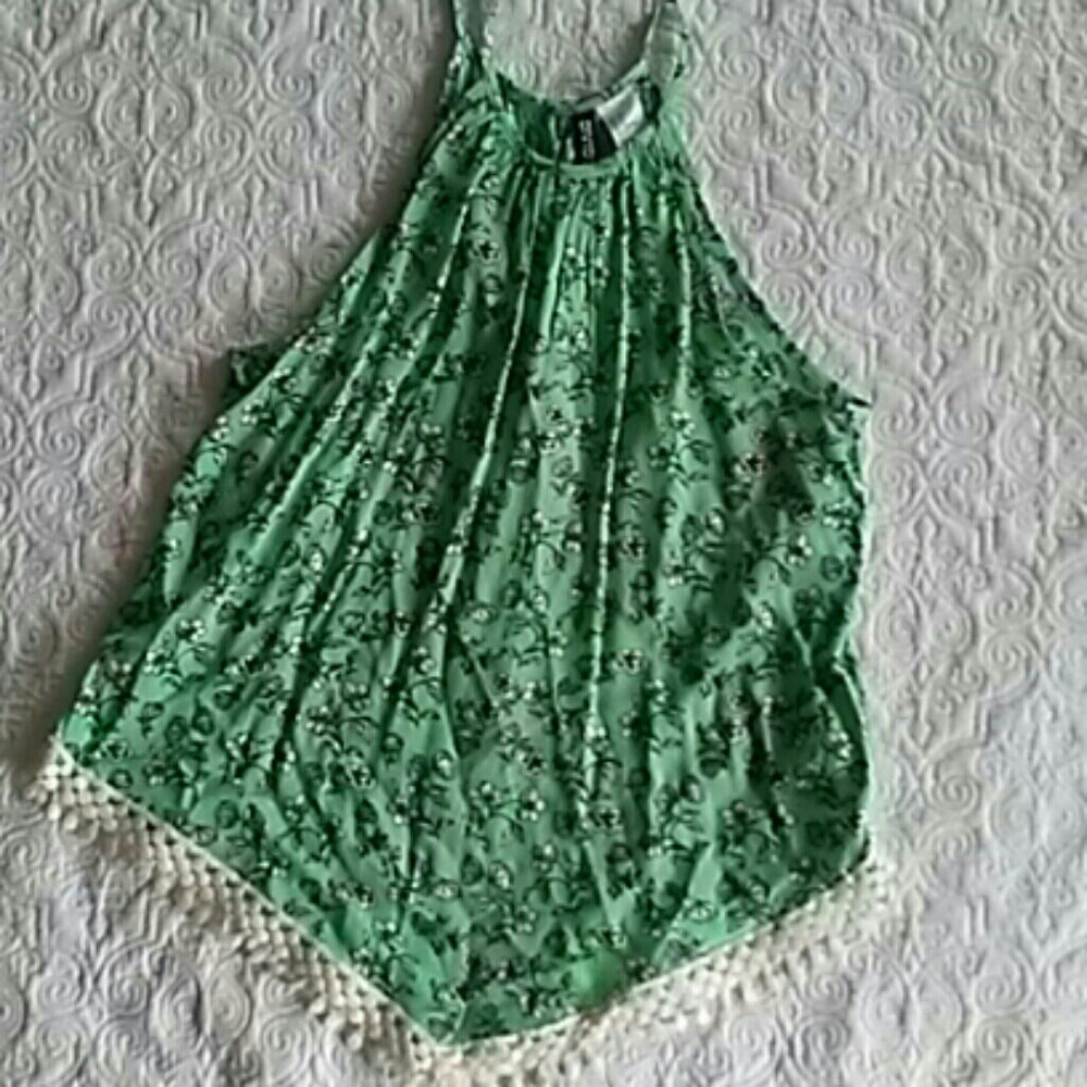 Mint floral strappy top